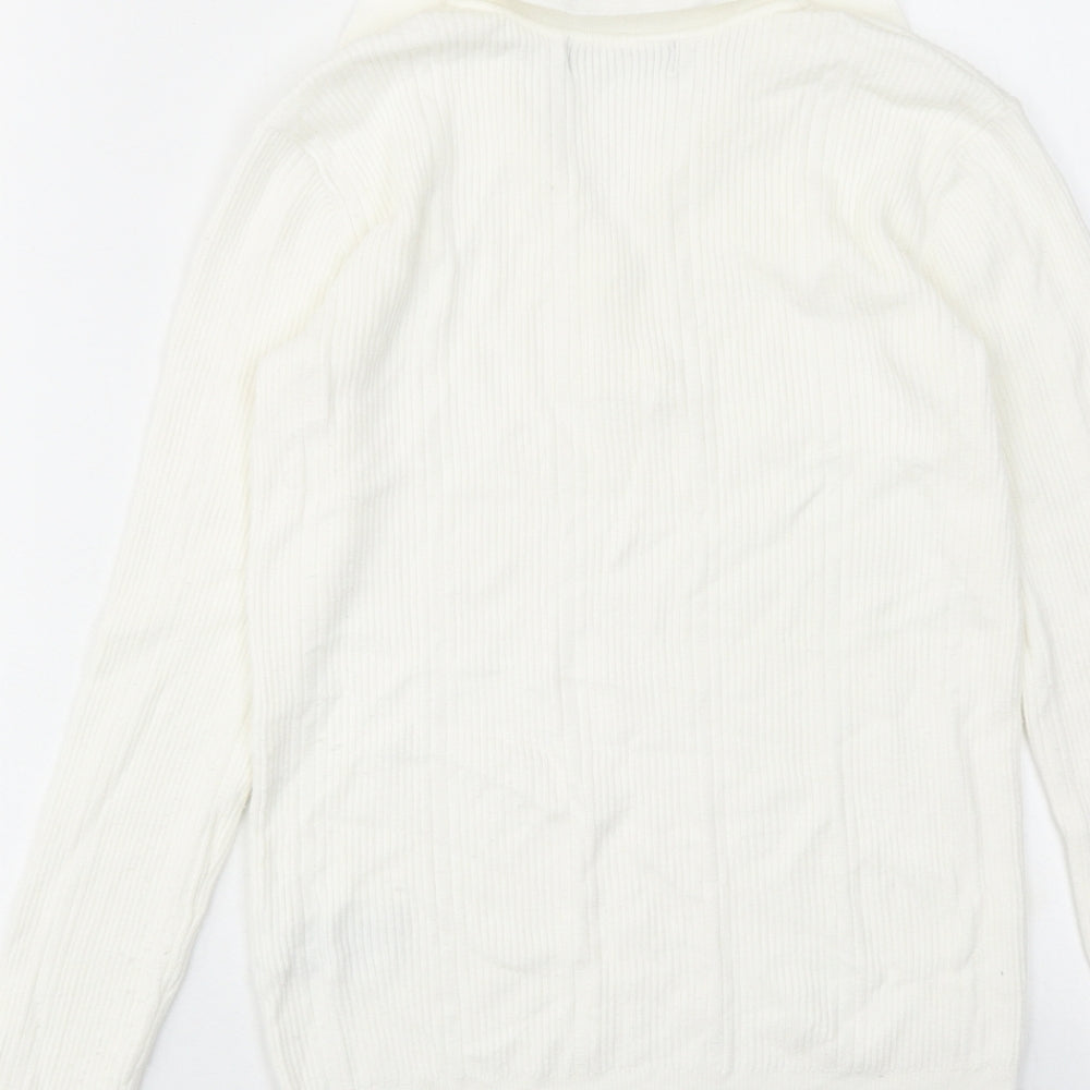 Marks and Spencer Womens Ivory Collared Viscose Pullover Jumper Size 8