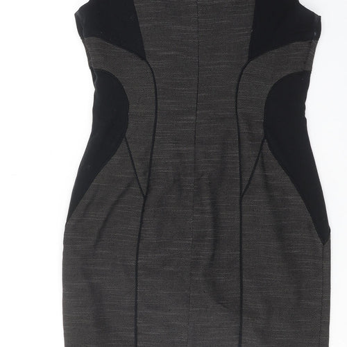 Marks and Spencer Womens Grey Colourblock Polyester Shift Size 10 Round Neck Zip