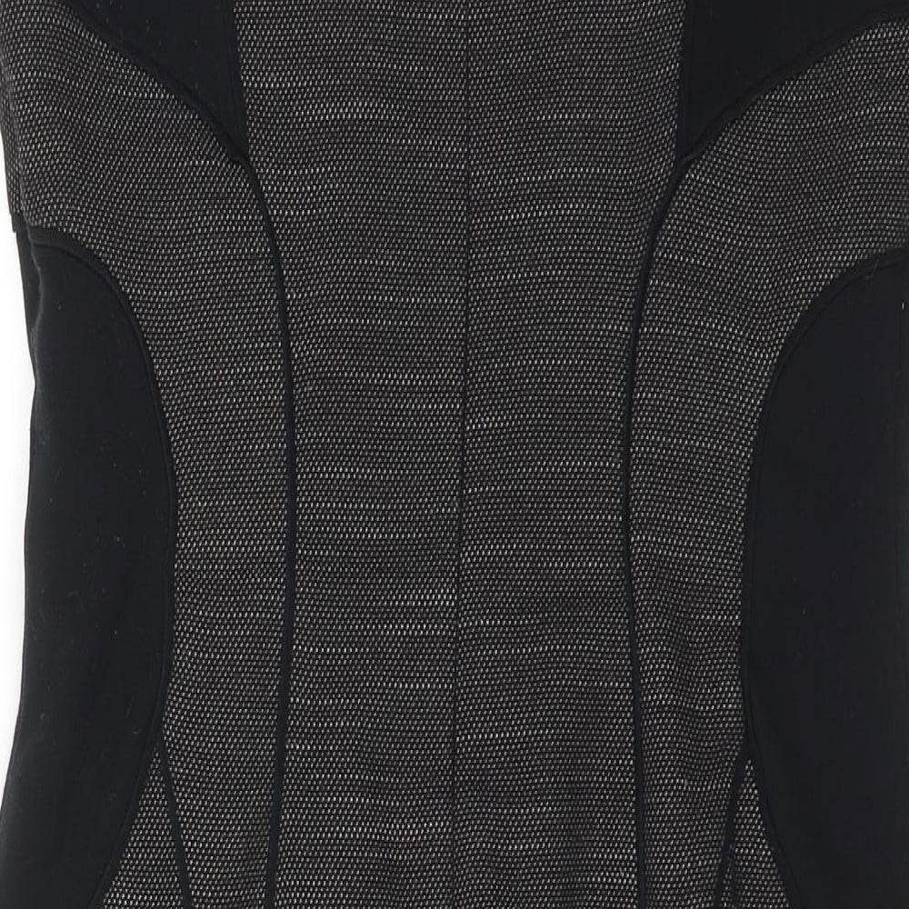 Marks and Spencer Womens Grey Colourblock Polyester Shift Size 10 Round Neck Zip