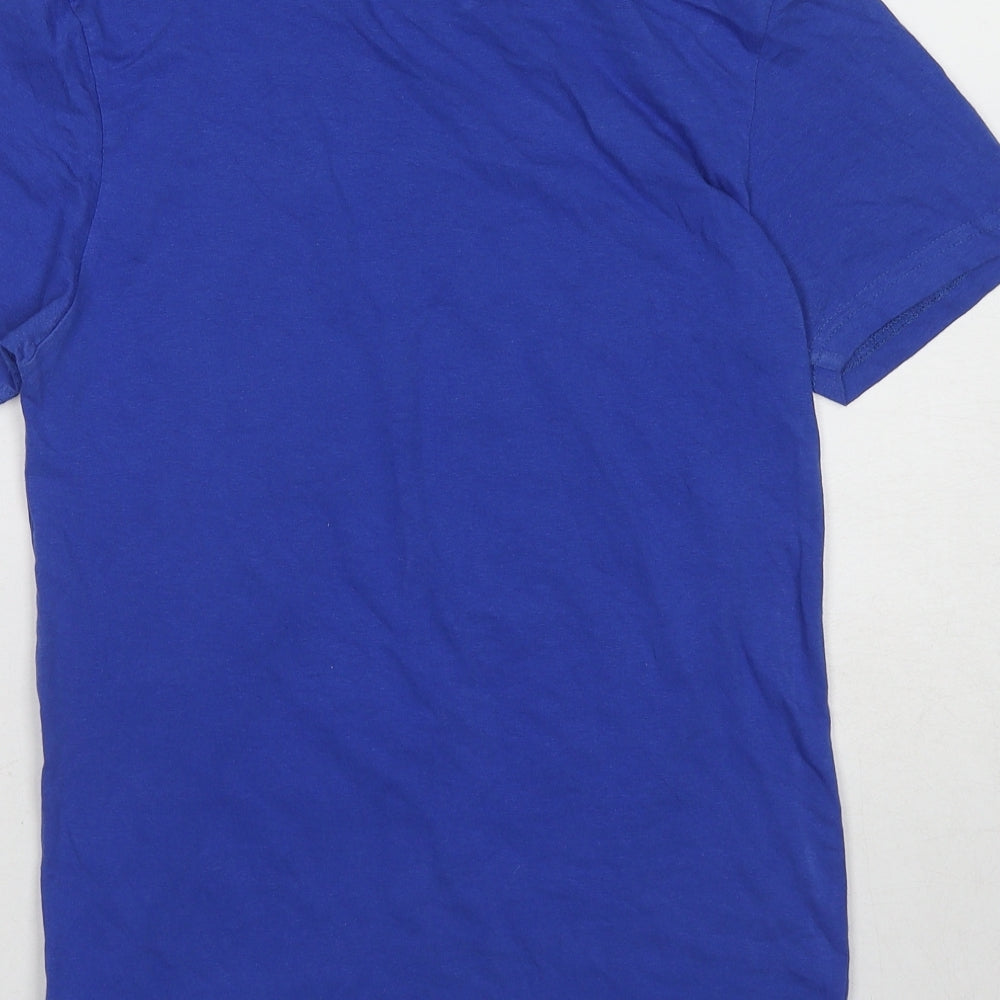 Boohoo Mens Blue Cotton T-Shirt Size S Round Neck
