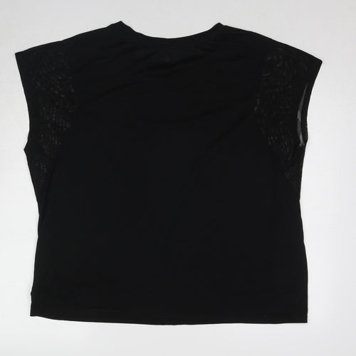 H&M Womens Black Polyester Basic T-Shirt Size XL Round Neck Pullover