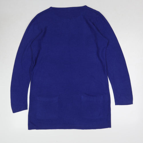 Love Knitwear Womens Blue Round Neck Polyester Pullover Jumper Size 14