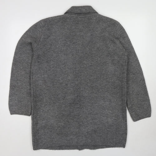 Marks and Spencer Womens Grey Collared Acrylic Cardigan Jumper Size M