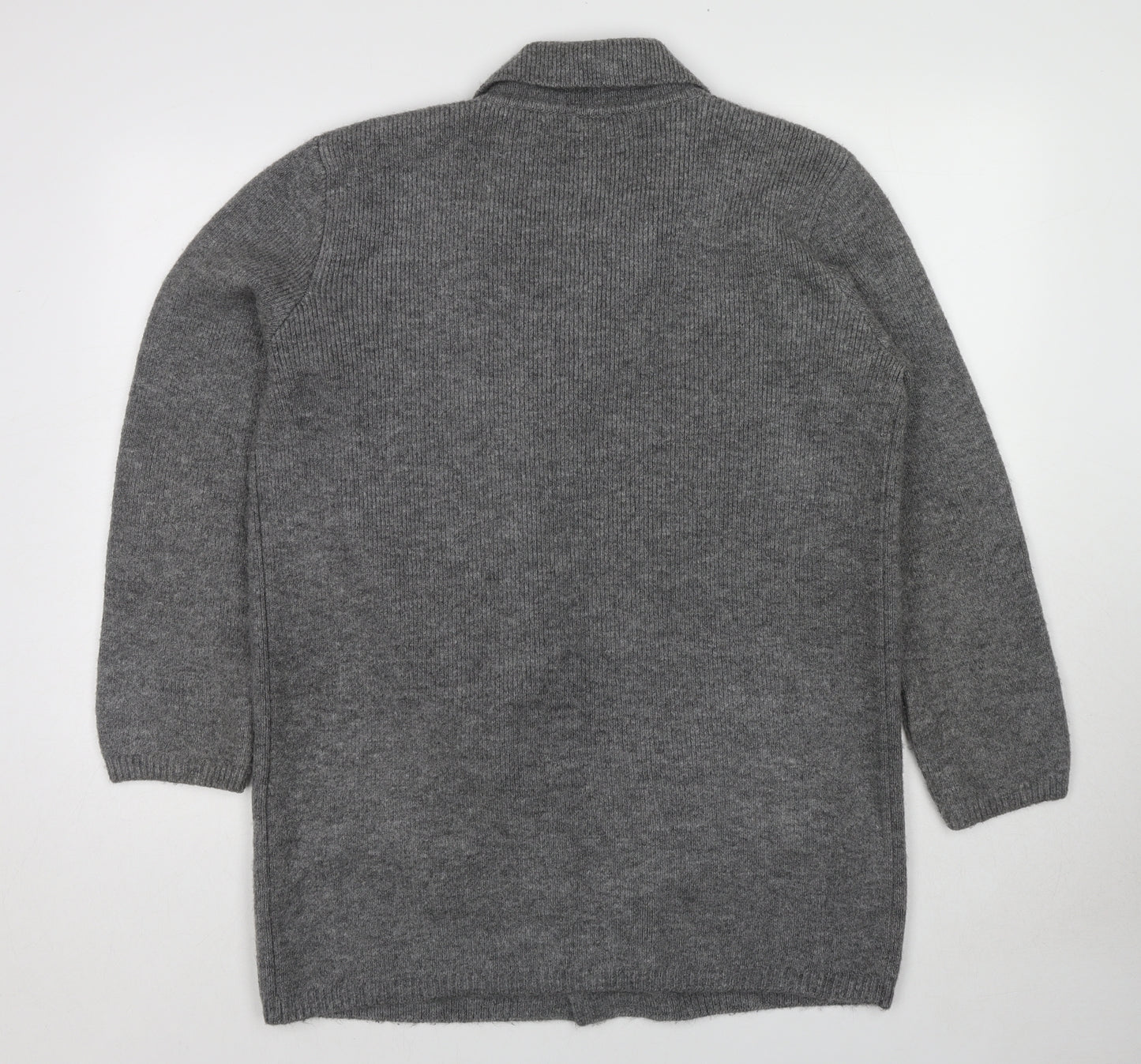 Marks and Spencer Womens Grey Collared Acrylic Cardigan Jumper Size M