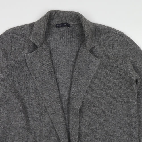 Marks and Spencer Womens Grey Collared Acrylic Cardigan Jumper Size M