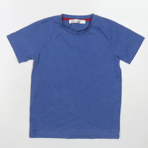 Lost Stock Boys Blue Cotton Basic T-Shirt Size 5-6 Years Round Neck Pullover