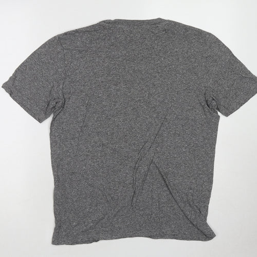 Selected Homme Mens Grey Cotton T-Shirt Size L Round Neck