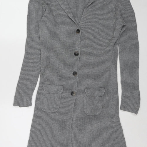 BRAX Womens Grey Collared Wool Cardigan Jumper Size 10