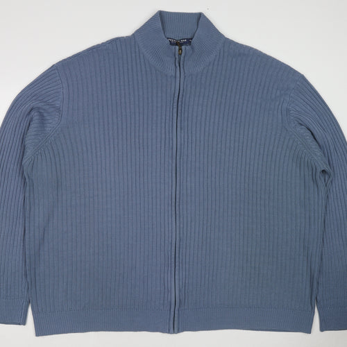 Premier Mens Blue High Neck Acrylic Full Zip Jumper Size 4XL Long Sleeve