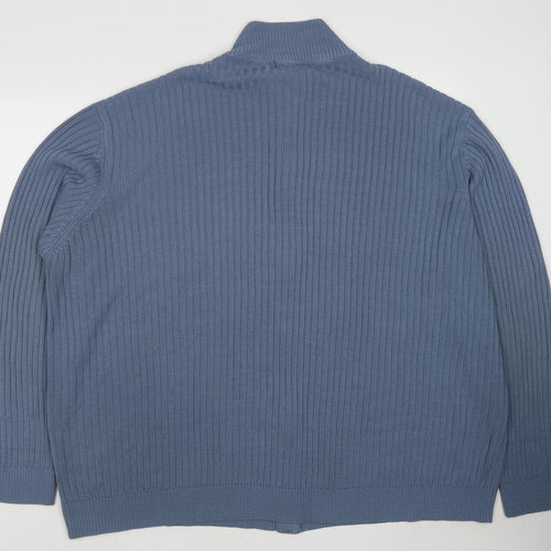 Premier Mens Blue High Neck Acrylic Full Zip Jumper Size 4XL Long Sleeve