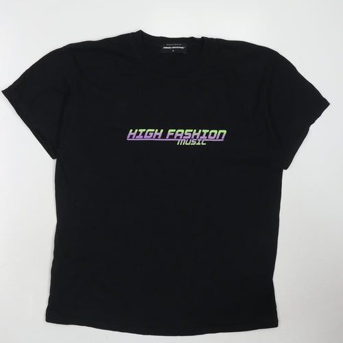Junior Executive Mens Black Cotton T-Shirt Size L Round Neck - High Fashion Music