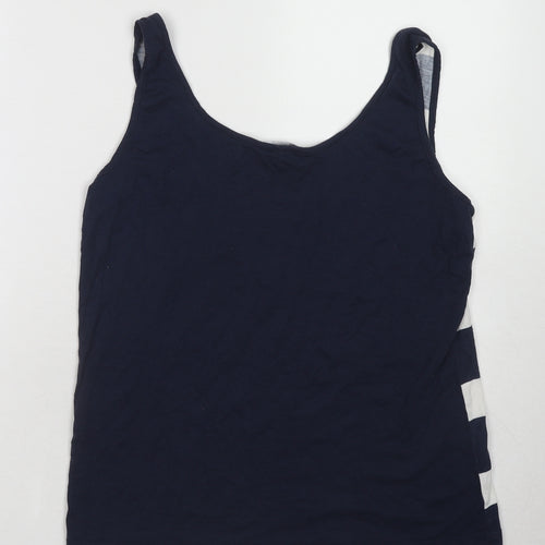 Crew Clothing Womens Blue Striped Cotton Basic Tank Size 12 Round Neck