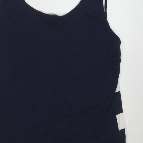 Crew Clothing Womens Blue Striped Cotton Basic Tank Size 12 Round Neck