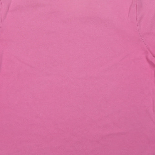 Marks and Spencer Womens Pink Cotton Basic T-Shirt Size 16 V-Neck