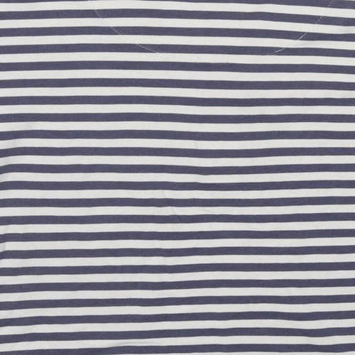 DASH Womens Blue Striped Cotton Basic T-Shirt Size 16 Round Neck