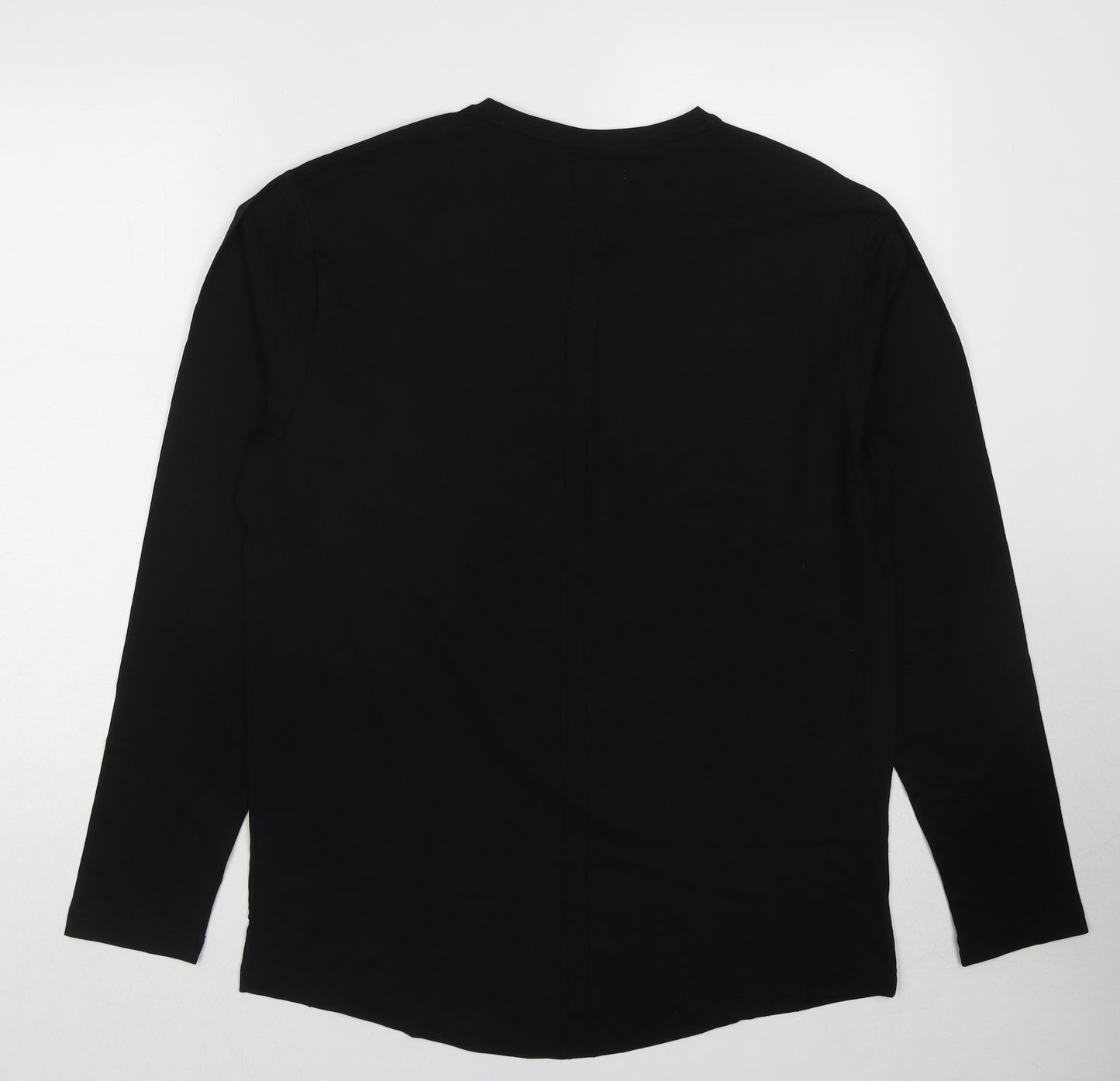 Pangaea Mens Black Cotton T-Shirt Size M Round Neck