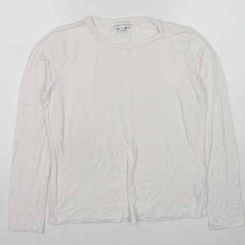 Warehouse Womens White Viscose Basic T-Shirt Size 14 Round Neck
