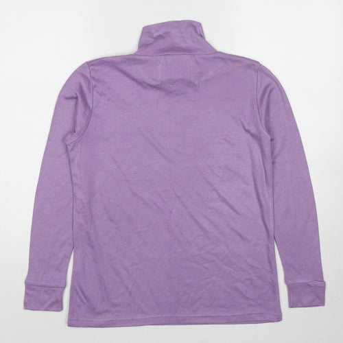 Afibel Womens Purple Acrylic Basic T-Shirt Size 14 Mock Neck