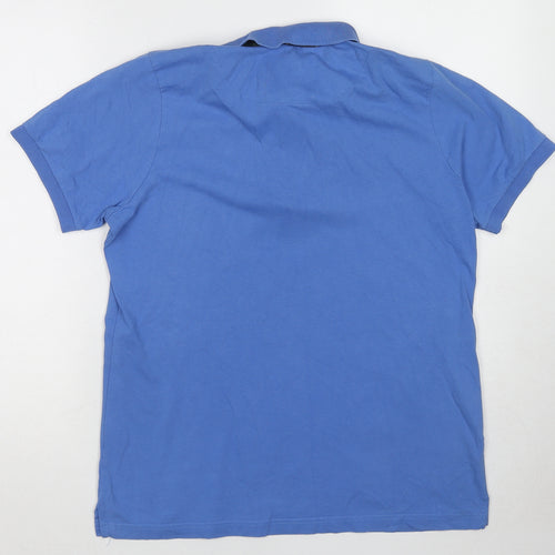 HUGO BOSS Mens Blue Cotton T-Shirt Size M Collared