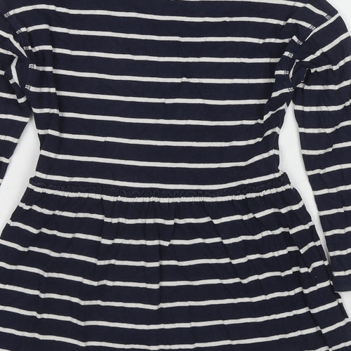 NEXT Girls Blue Striped Cotton A-Line Size 5 Years Round Neck Pullover