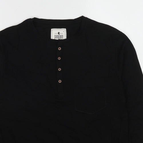 Pangaea Mens Black Cotton T-Shirt Size S Round Neck