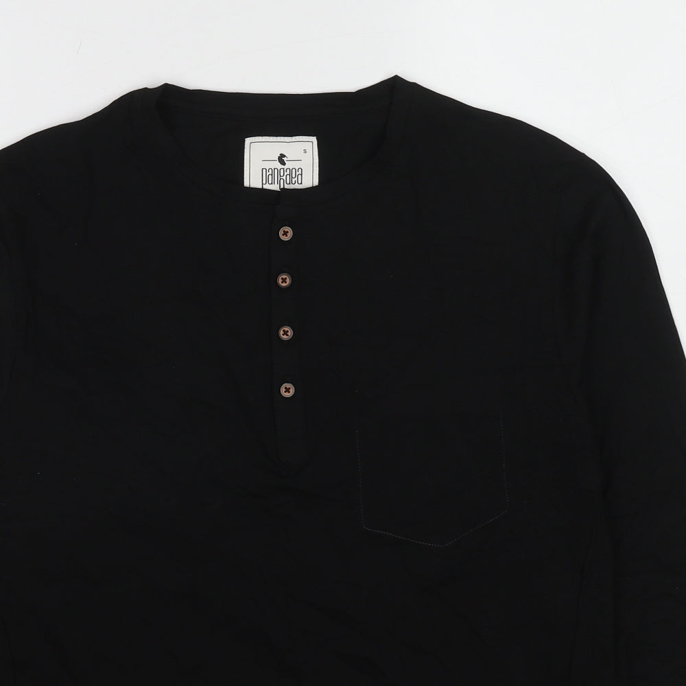 Pangaea Mens Black Cotton T-Shirt Size S Round Neck