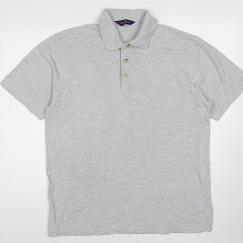 Henbury Mens Grey Cotton Polo Size XL Collared Pullover
