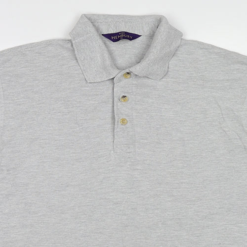 Henbury Mens Grey Cotton Polo Size XL Collared Pullover