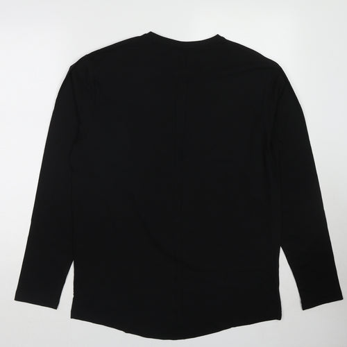 Pangaea Mens Black Cotton T-Shirt Size M Round Neck
