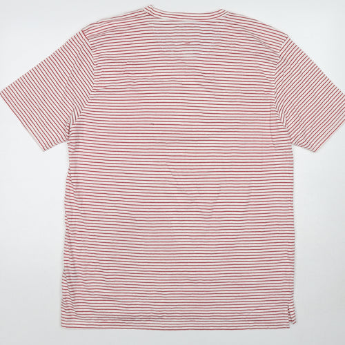 Hymn Womens Red Striped Cotton Basic T-Shirt Size XL Round Neck