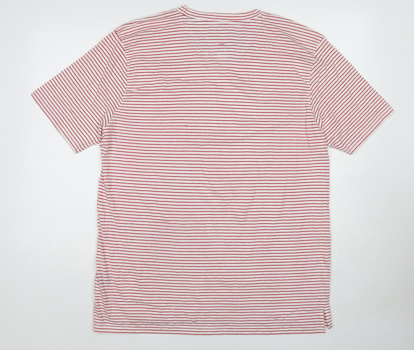 Hymn Womens Red Striped Cotton Basic T-Shirt Size XL Round Neck