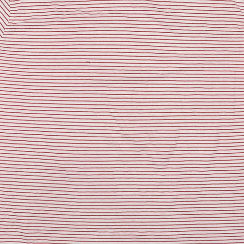 Hymn Womens Red Striped Cotton Basic T-Shirt Size XL Round Neck
