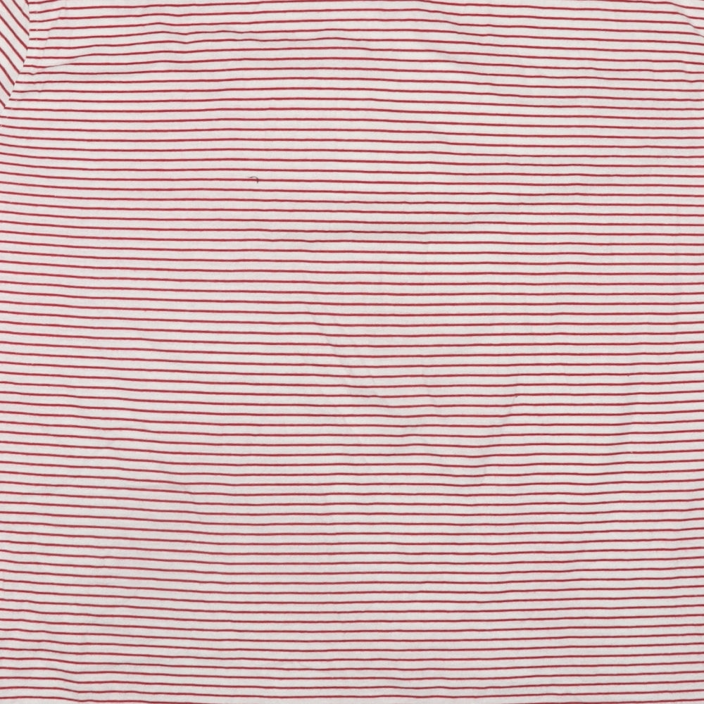 Hymn Womens Red Striped Cotton Basic T-Shirt Size XL Round Neck