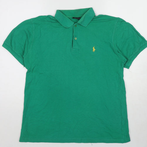 Ralph Lauren Mens Green Cotton Polo Size XL Collared Pullover