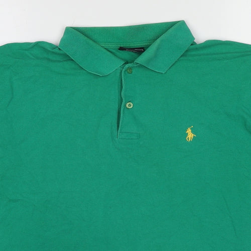Ralph Lauren Mens Green Cotton Polo Size XL Collared Pullover