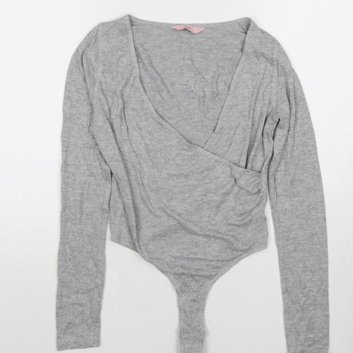 Boux Avenue Womens Grey Viscose Bodysuit One-Piece Size 10 Snap