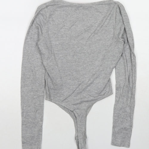 Boux Avenue Womens Grey Viscose Bodysuit One-Piece Size 10 Snap