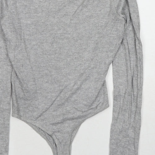 Boux Avenue Womens Grey Viscose Bodysuit One-Piece Size 10 Snap