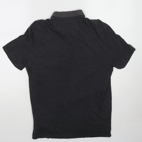 Marks and Spencer Mens Grey Cotton Polo Size S Collared Pullover