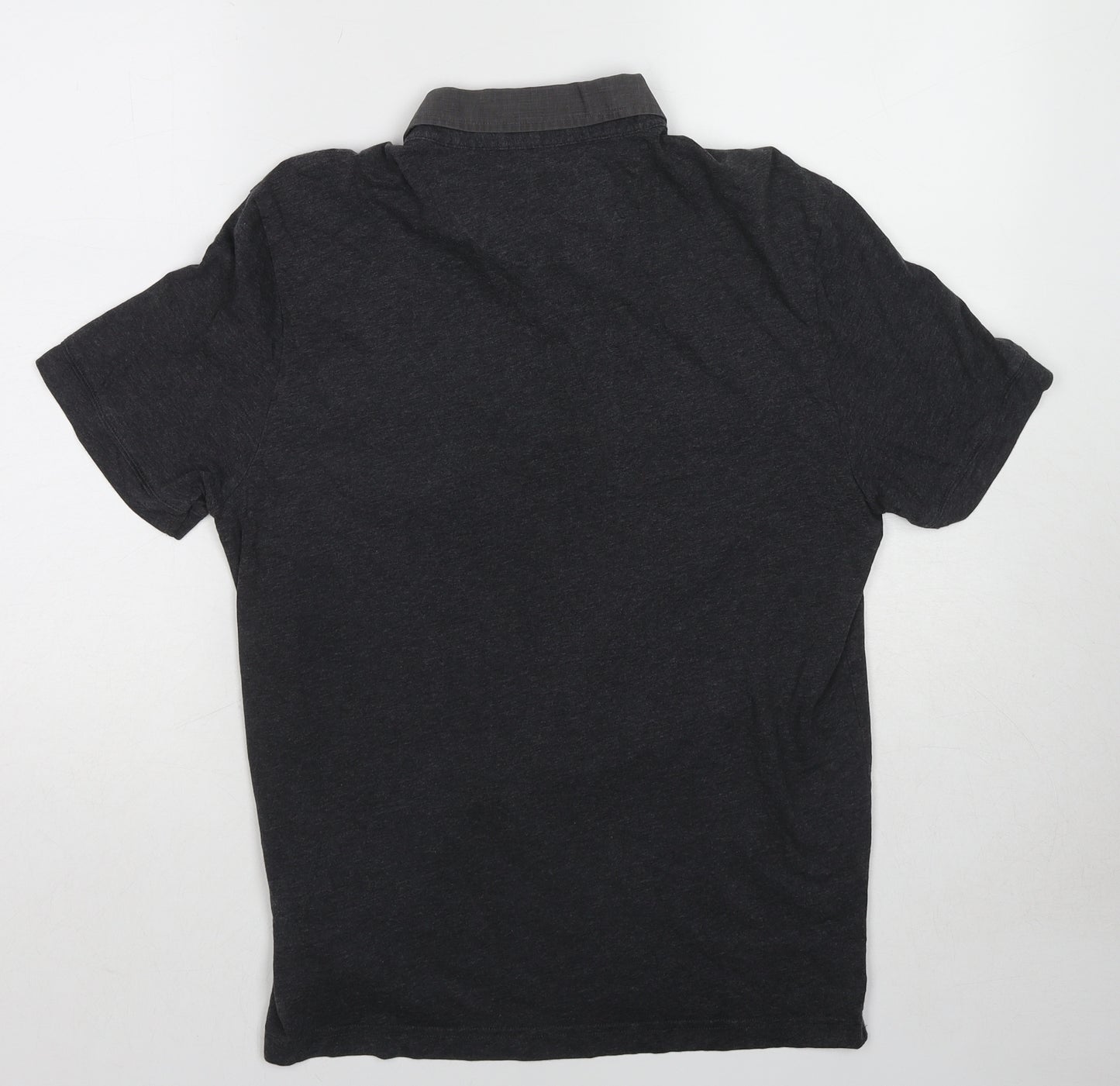 Marks and Spencer Mens Grey Cotton Polo Size S Collared Pullover