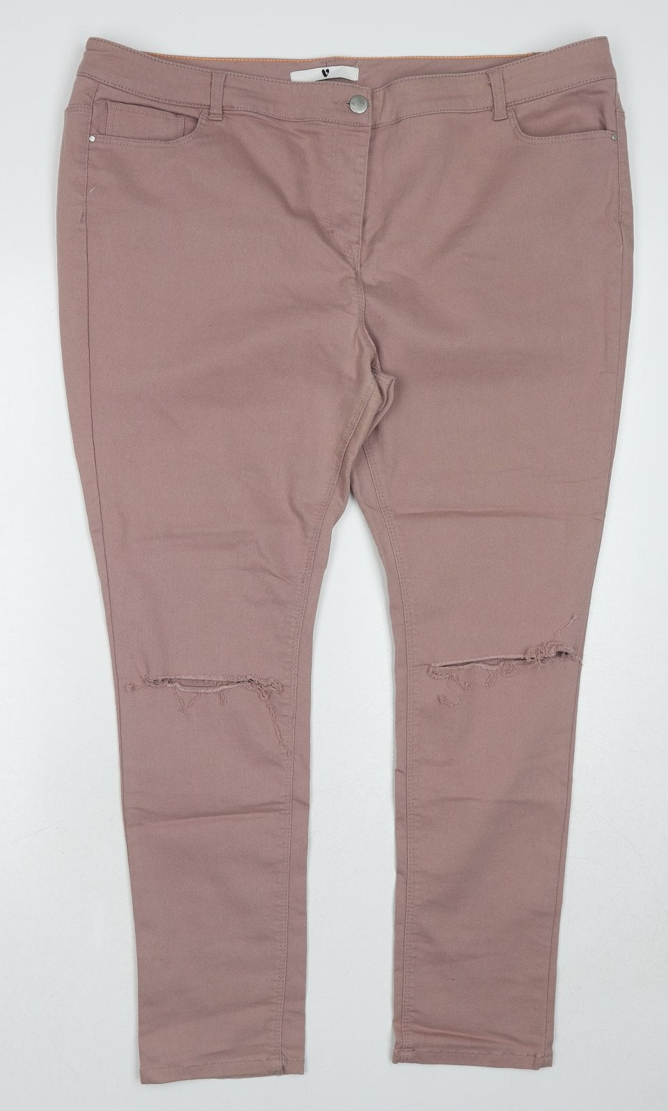 Very Womens Beige Cotton Skinny Jeans Size 24 Regular Zip