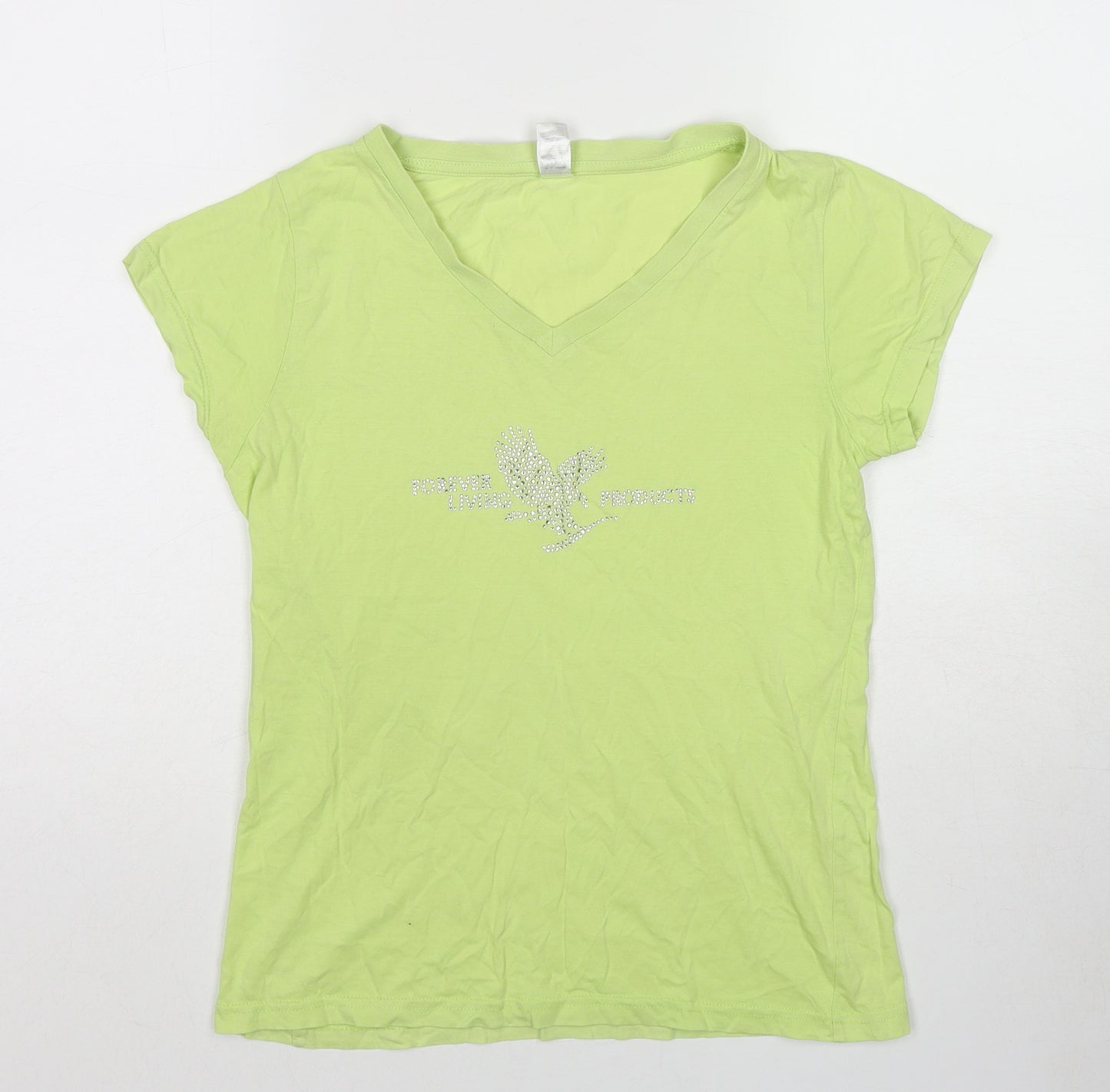 SOL'S Womens Green Cotton Basic T-Shirt Size M V-Neck - Hawk