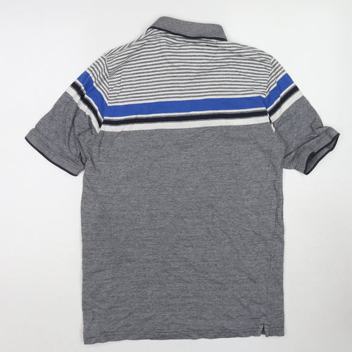 EWM Mens Grey Colourblock Cotton Polo Size M Collared Pullover