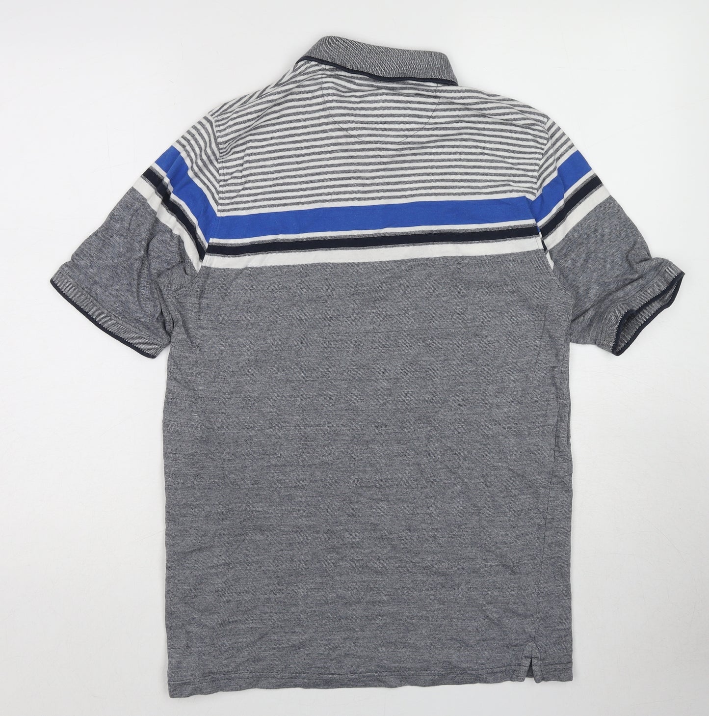 EWM Mens Grey Colourblock Cotton Polo Size M Collared Pullover
