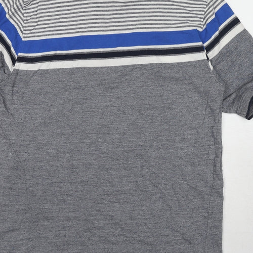 EWM Mens Grey Colourblock Cotton Polo Size M Collared Pullover