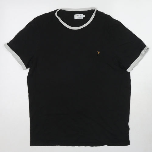 Farah Mens Black Cotton T-Shirt Size XL Round Neck