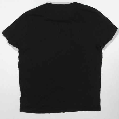 Farah Mens Black Cotton T-Shirt Size XL Round Neck