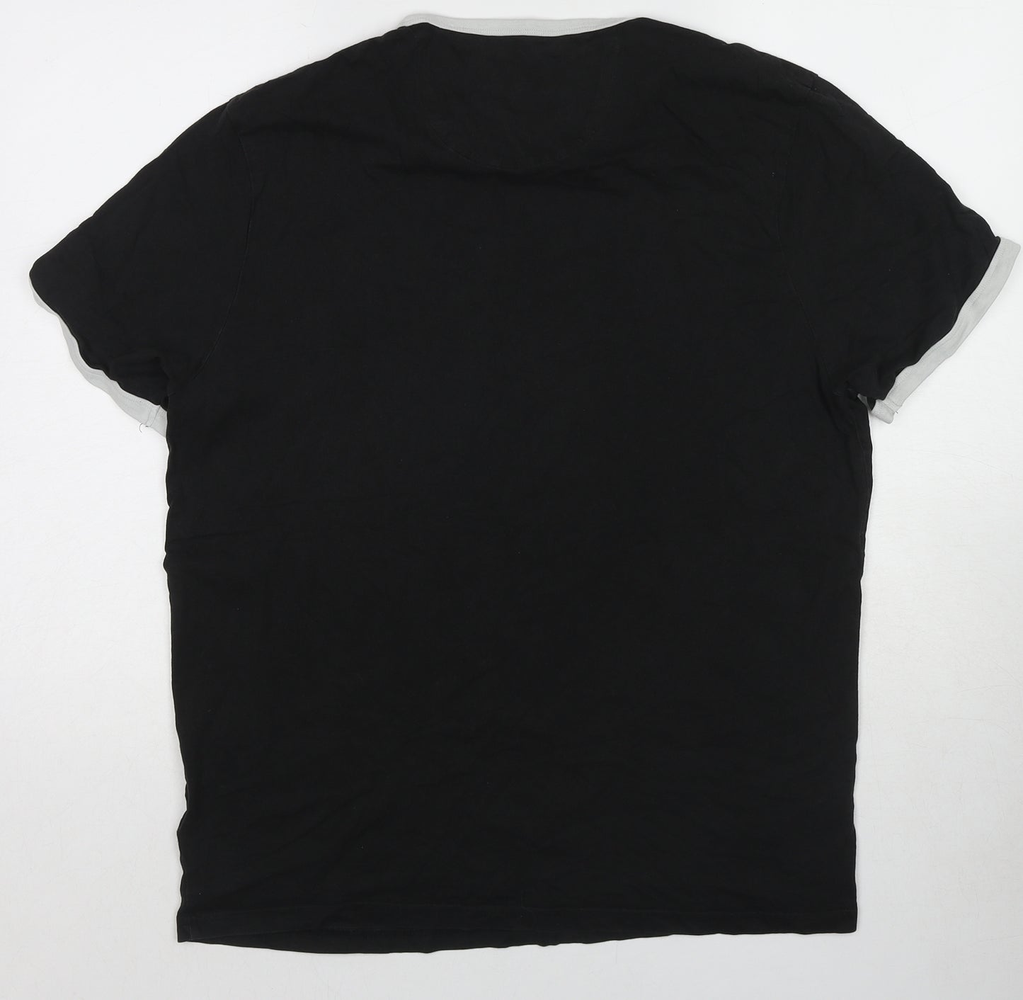 Farah Mens Black Cotton T-Shirt Size XL Round Neck