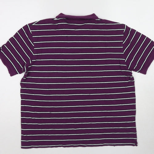 EWM Mens Purple Striped Cotton Polo Size L Collared Pullover