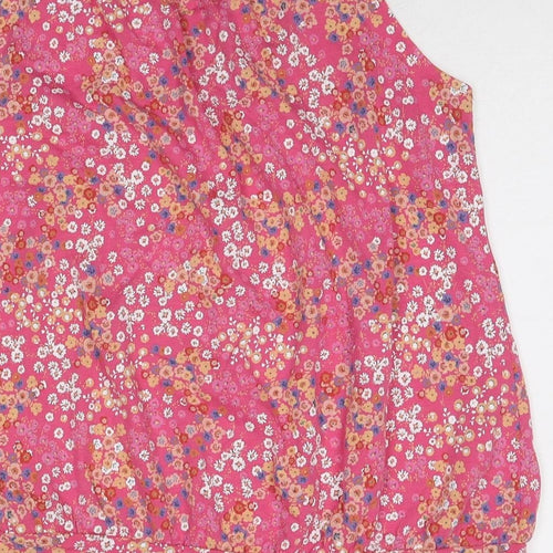 Debenhams Womens Pink Floral Cotton Basic Tank Size 14 Round Neck